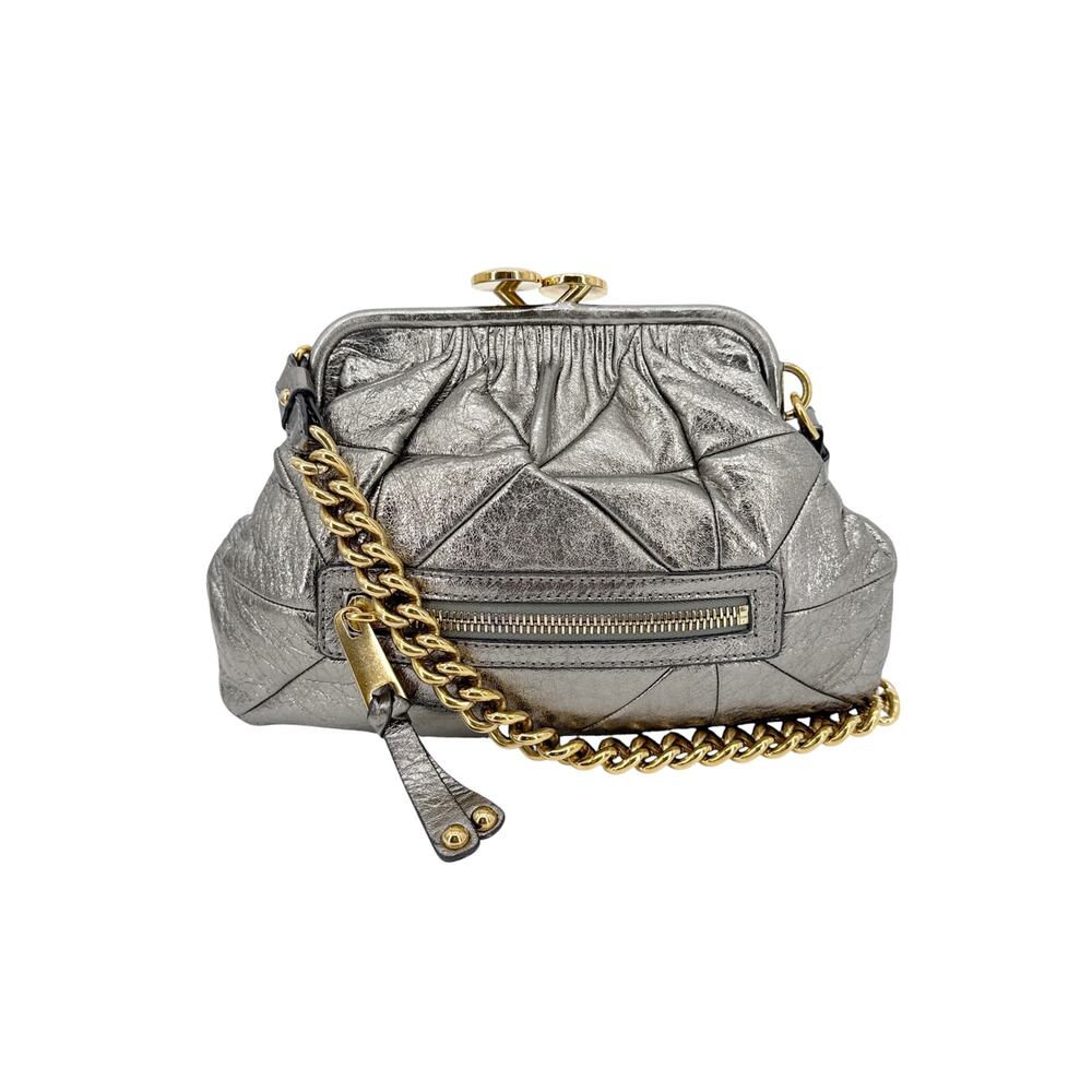 MARC JACOBS Collection Patchwork Metallic Leather Little Stam Bag in Silver